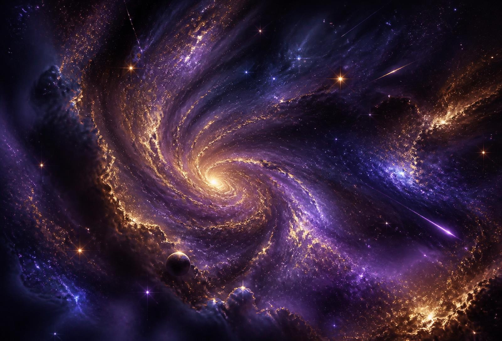 Golden and violet galaxy nebula